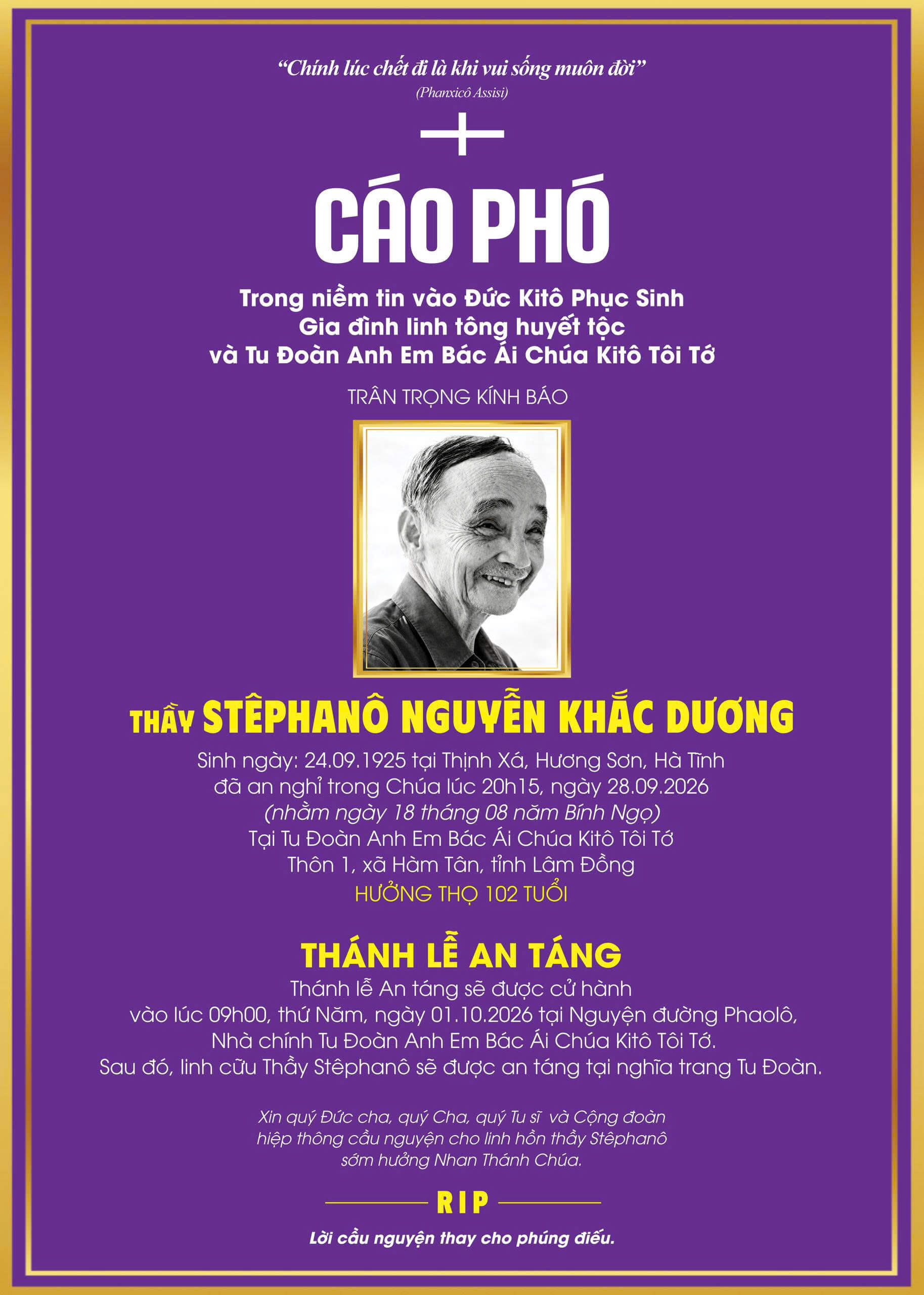 CÁO PHÓ